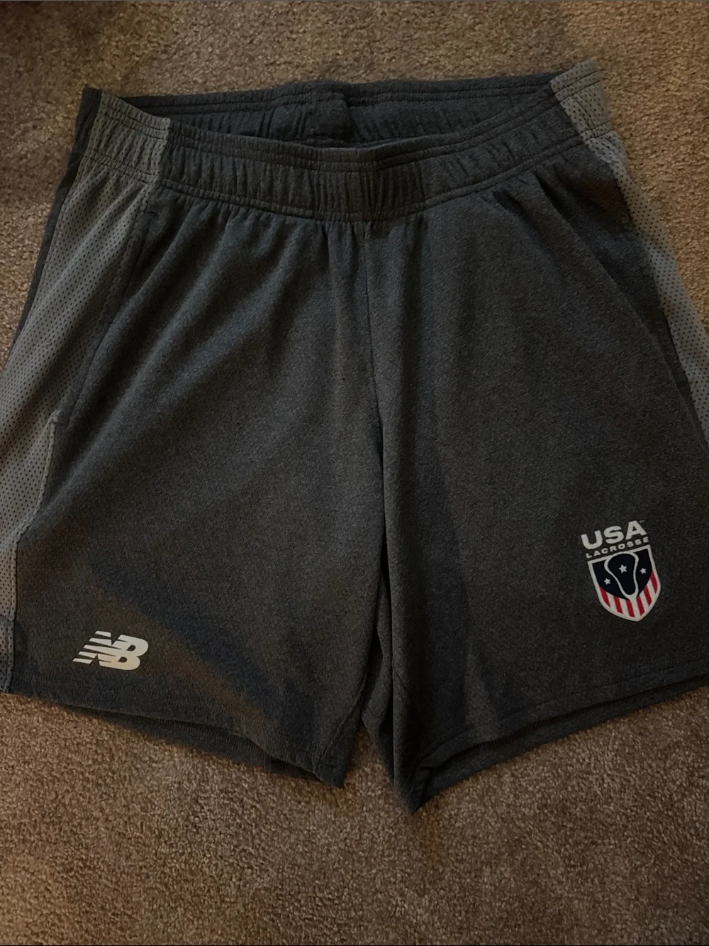 New Balance Men's Dark Gray USA Lacrosse Athletic Shorts